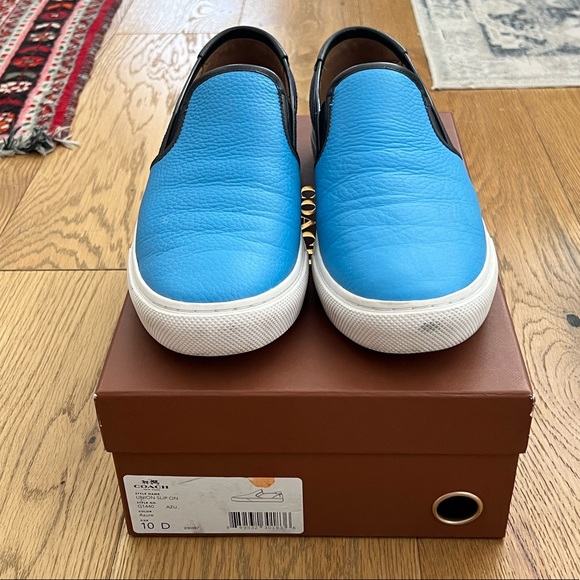 Coach Men’s Union Slip On Sneakers Azure Blue Leather Limited w/ Box - Size 10 - Picture 6 of 14